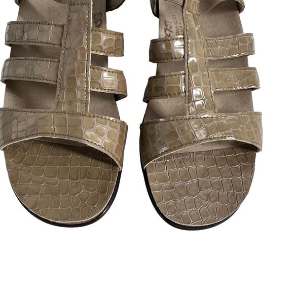 SAS Allegro Heel Strap Sandal Tan Croc Embossed Women's Size 10  Brand New - Picture 8 of 13